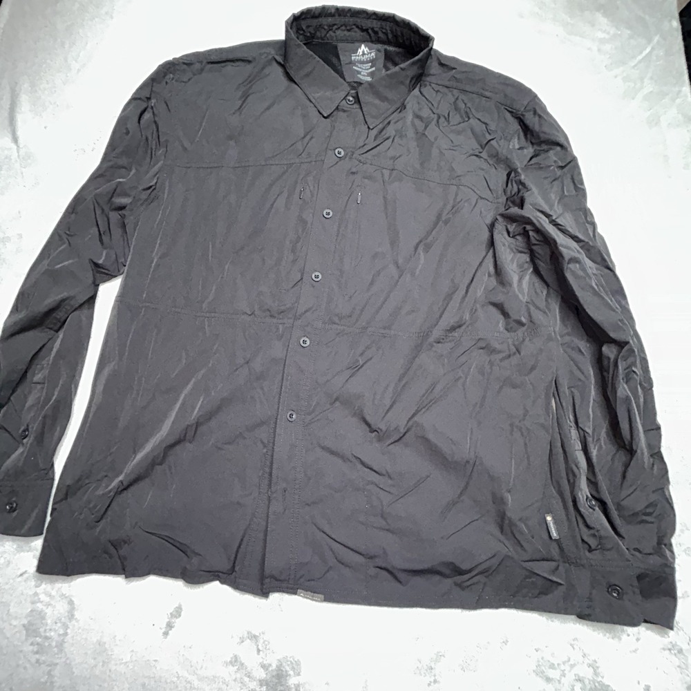 Pnuma Outdoor Button Down Shirt Black Fishing Vented Mesh Logo Mens 2XL Xxl